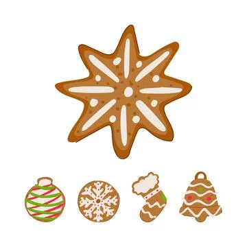 Assorted gingerbread cookies celebrating the holiday season Stock Illustration