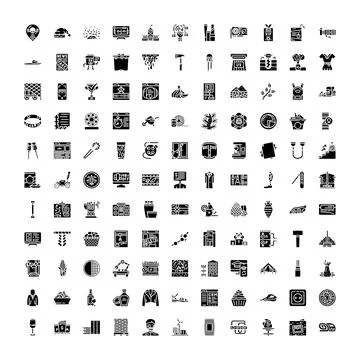 Assorted glyph icons set with diverse concepts Illustrazione stock