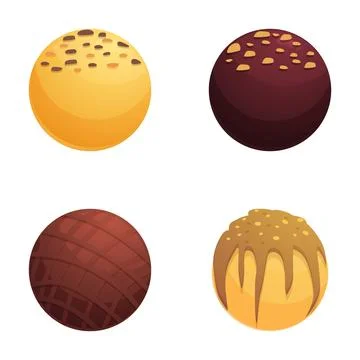 Assorted gourmet chocolate truffles set Stock Illustration