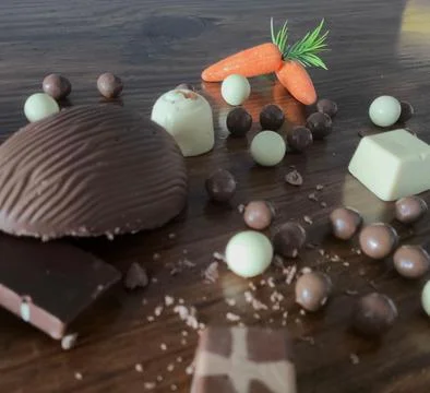 Assorted Gourmet Chocolates Display Stock Photos