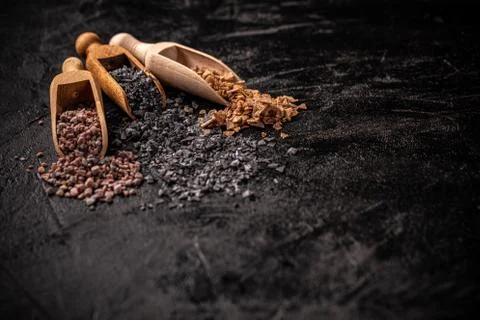 Assorted gourmet salts Stock Photos