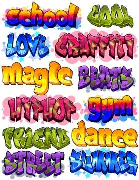 Assorted Graffiti Words Stock Illustration