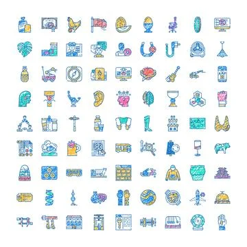 Assorted hand drawn doodle icons collection representing various concepts 스톡 일러스트