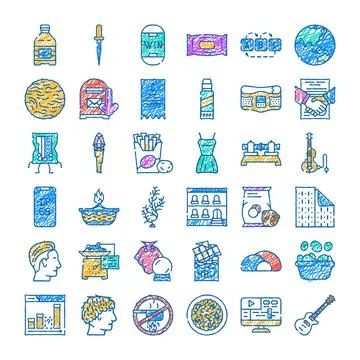 Assorted hand drawn doodle sketch icon collection Stock Illustration