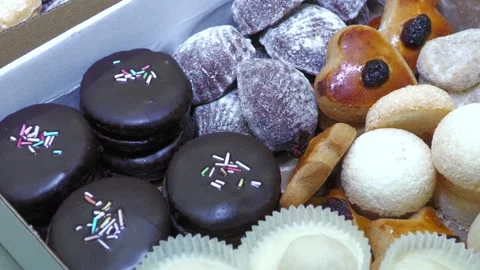 Assorted Handmade Pastries and Chocolate Confectionery Stock Footage 345049103
