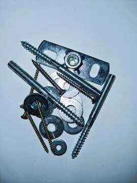 Assorted hardware on a white background Stock Photos