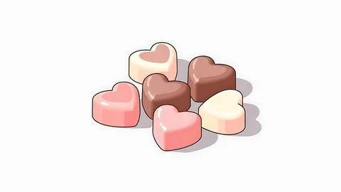 Assorted heart-shaped candies Stock Illustration
