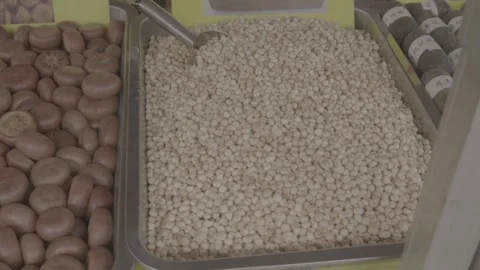 Assorted Herbal Ingredients and Seeds at a Chinese Market Stock Footage 340137659