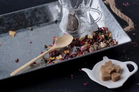 Assorted herbal tea Stock Photos