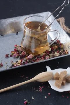 Assorted herbal tea Stock Photos