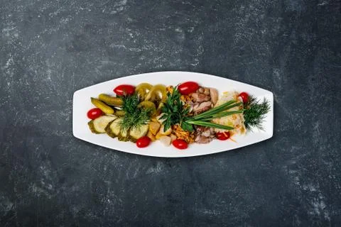 Assorted homemade pickles Stock Photos