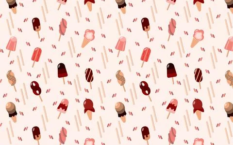Assorted ice cream seamless pattern Stock Illustration