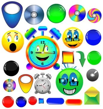 Assorted icons and buttons Stock Illustration