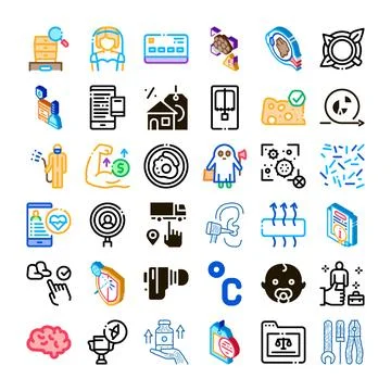 Assorted icons graphics technology lifestyle business concepts Stock Illustration