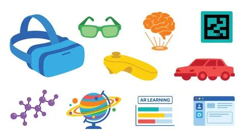 Assorted icons for virtual reality augmented reality technology and scienti.. 库存插图