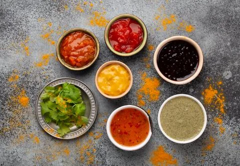 Assorted Indian chutneys Foto stock