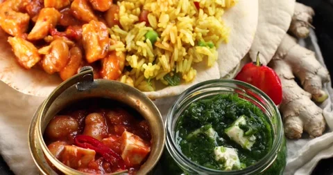 Assorted indian food Stock Footage 140710658