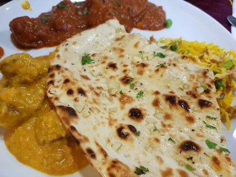 Assorted indian food on table Stock Photos
