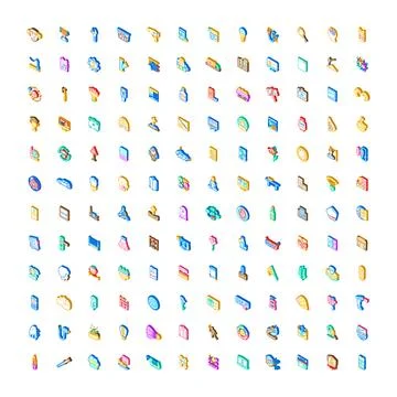 Assorted isometric icons collection presenting various daily objects 스톡 일러스트