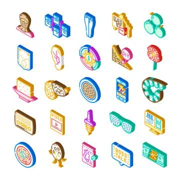 Assorted isometric icons collection on white background Stockillustratie