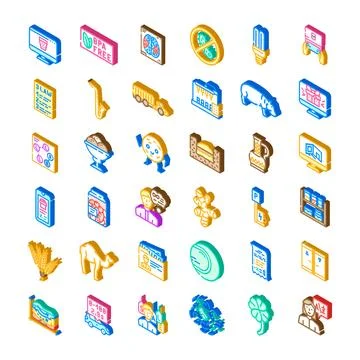 Assorted isometric icons representing diverse concepts and objects 스톡 일러스트