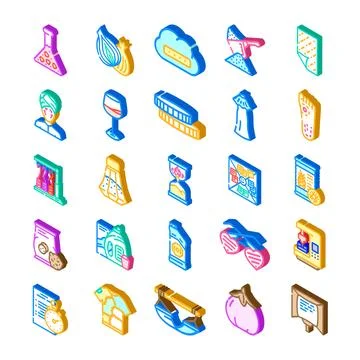 Assorted isometric ui icons and symbols collection Stock Illustration