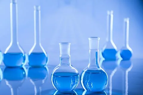 Assorted laboratory glassware equipment Stock Photos