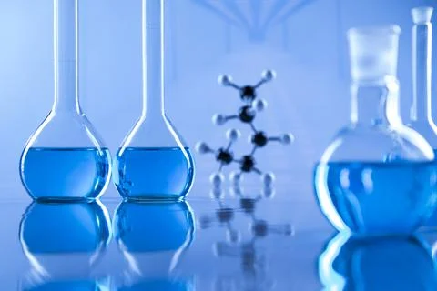Assorted laboratory glassware equipment Stock Photos