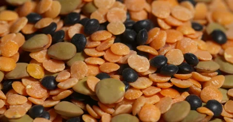 Assorted Lentils Close Up Spin Uncooked Stock Footage 64974423