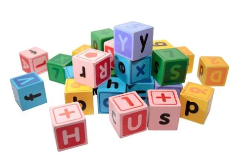 Assorted letter play blocks Stock Photos