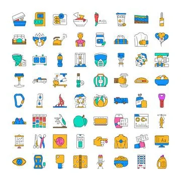 Assorted lifestyle work hobby flat design icons Stock Illustration