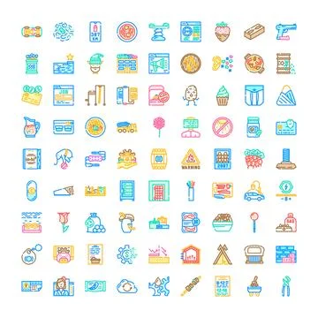 Assorted line icons collection representing various concepts and objects イラスト素材