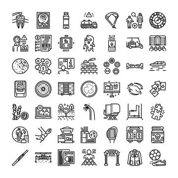 Assorted line icons illustrating various modern concepts Stock Illustration