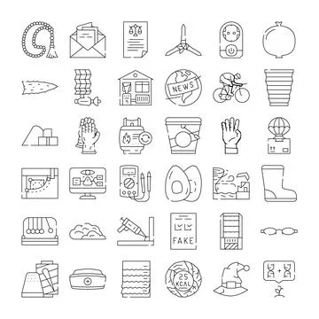 Assorted line style icons vector graphics collection symbol Stock Illustration