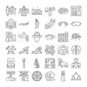 Assorted linear icons collection for web design 库存插图