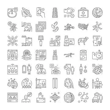 Assorted linear icons for web development and business concepts 스톡 일러스트