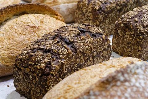 Assorted loafs of bread Stock Photos