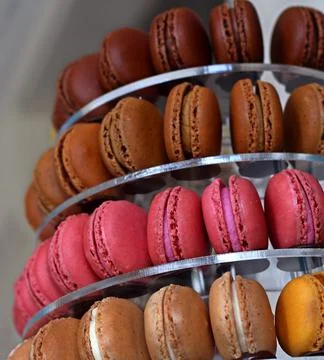 Assorted macaroon tower 写真素材