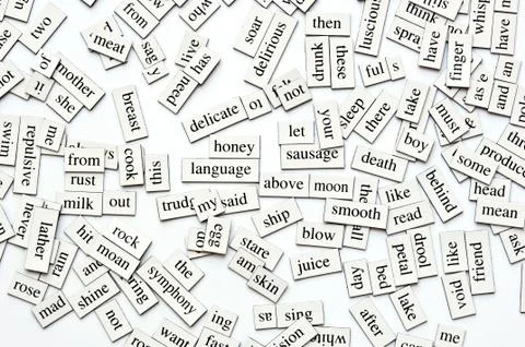 Assorted magnetic words Foto stock