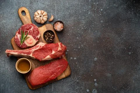 Assorted meat cuts Stock Photos