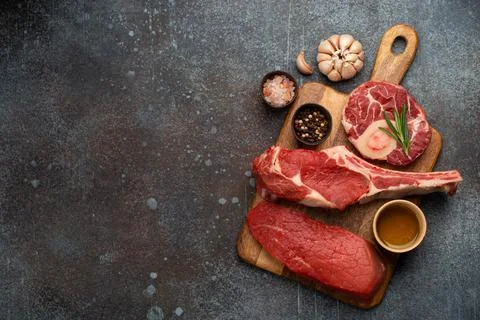 Assorted meat cuts Stock Photos