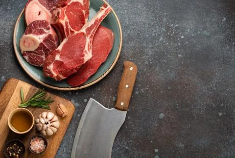 Assorted meat cuts Stock Photos