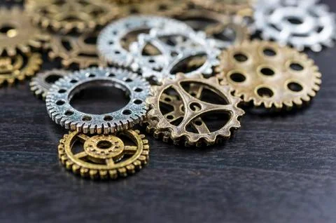 Assorted metal gears Stock Photos