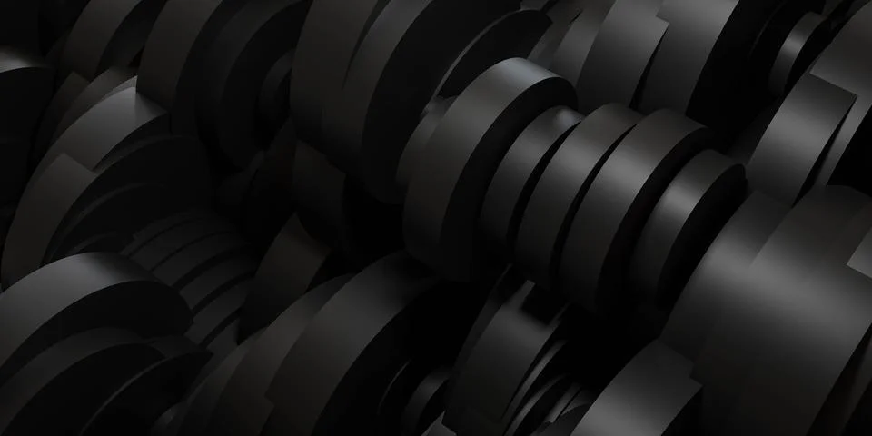 Assorted Metal Objects in Black and White 3d render illustration Stock Illustration