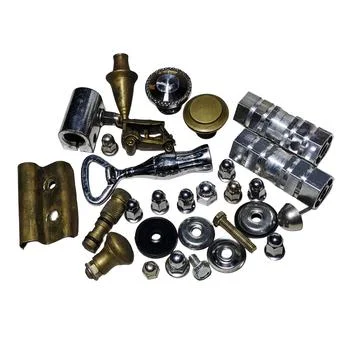 Assorted metallic hardware collection on white background Stock-Fotos
