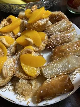 Assorted Middle Eastern Sweets on Plate Stock Photos