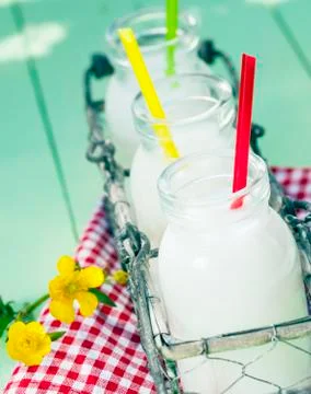 Assorted milk beverages Stock Photos