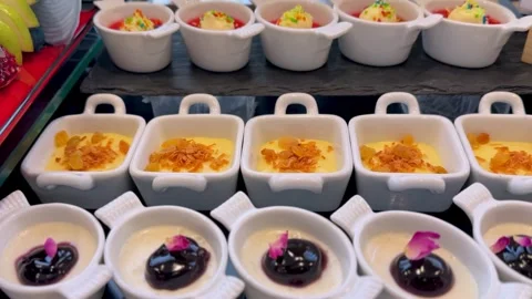 Assorted Miniature Desserts On Catering Buffet Display Stock Footage 344549273