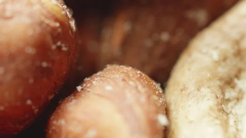 Assorted mixed shelled nuts macro close up presentation slowly rotating sto.. Stock Footage 344798151