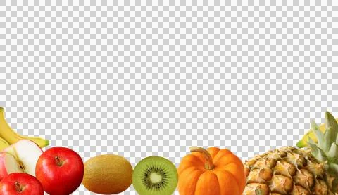 Assorted Multi-color Fresh Ripe Fruits on transparent backdrop, png file Stock-Fotos